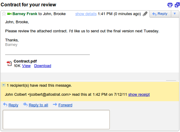 read mail receipt in gmail